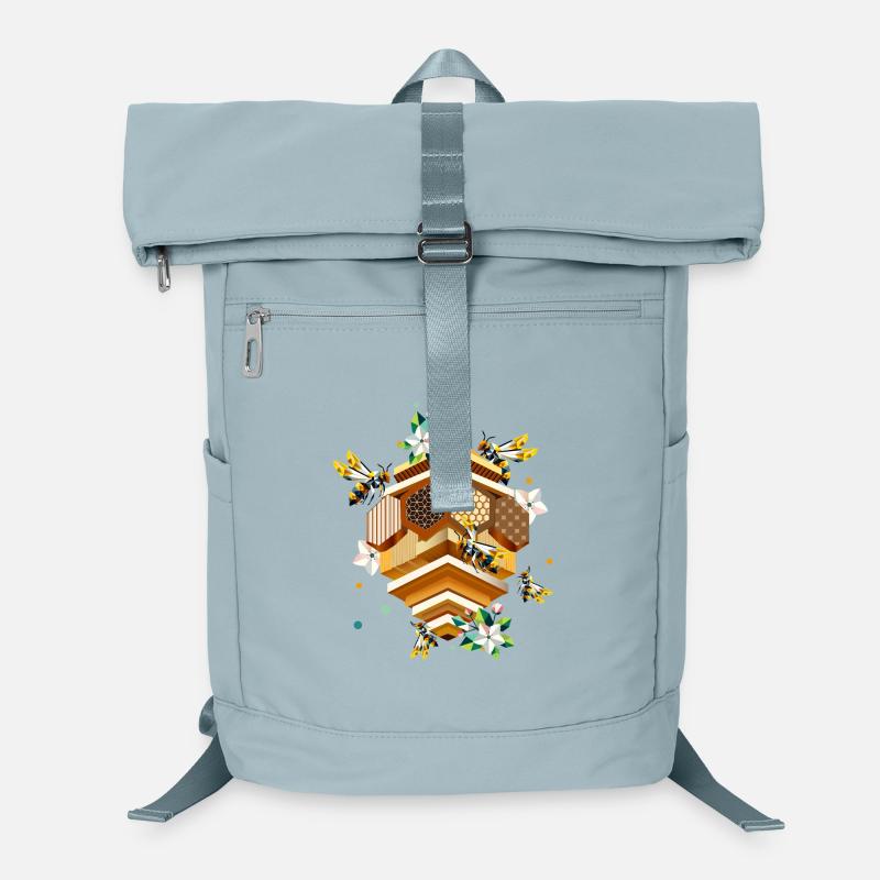 Beehive swarmed by bees and apple blossoms Laptop Backpack