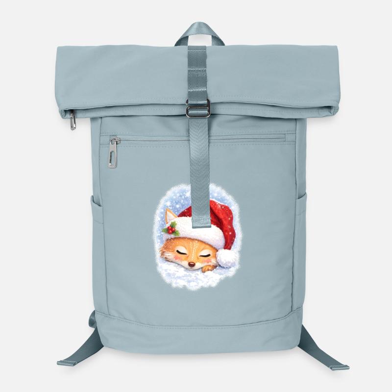 Schlafender Fuchs mit Weihnachtsmütze Laptop-Rucksack 
