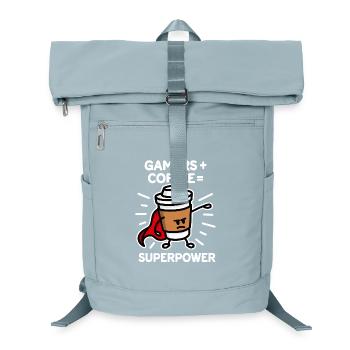 Gamers + coffee = superpower - superhero - hero - Laptop Backpack - ice blue - Front