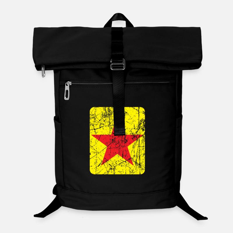 Roter Stern auf einem gelben Hintergrund und einem Weinleseeffekt Laptop-Rucksack 