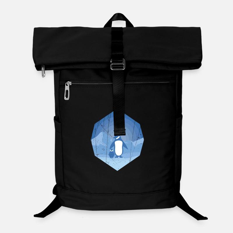 Pingouin mère avec bébé pingouin - design - Sac à dos ordinateur - noir