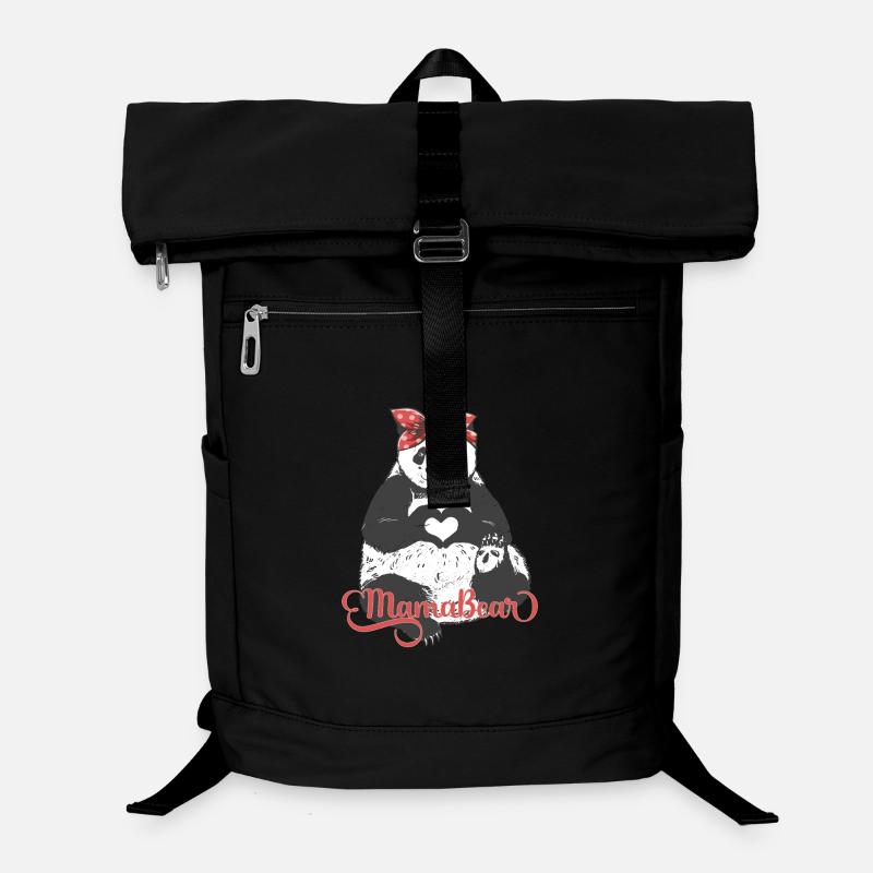 "MamaBear" Panda mit rotem Bandana und Händeherz Laptop-Rucksack 