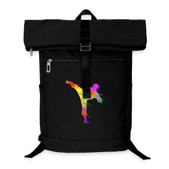 Tae Kwon Do Karate Colorful Silhouette for Girls - Laptop Backpack - black - Front