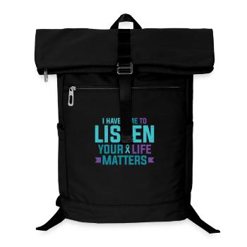 Purple Teal Ribbon J’ai le temps d’écouter - Sac à dos ordinateur - noir - Devant