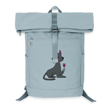 Cat Red Wine - Laptop Backpack - ice blue - Front