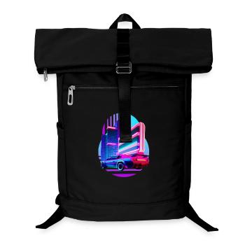 Retro Wave Sport Car 80s Vaporwave Skyline - Laptop Backpack - black - Front