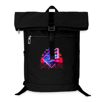 Retro Wave Sports Car 80s Skyline Vaporwave - Laptop Backpack - black - Front