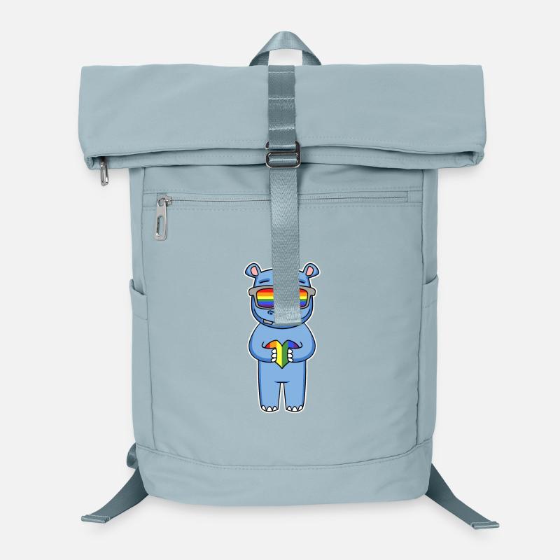 Regenbogen - Nilpferd mit Brille und Herz Laptop-Rucksack 