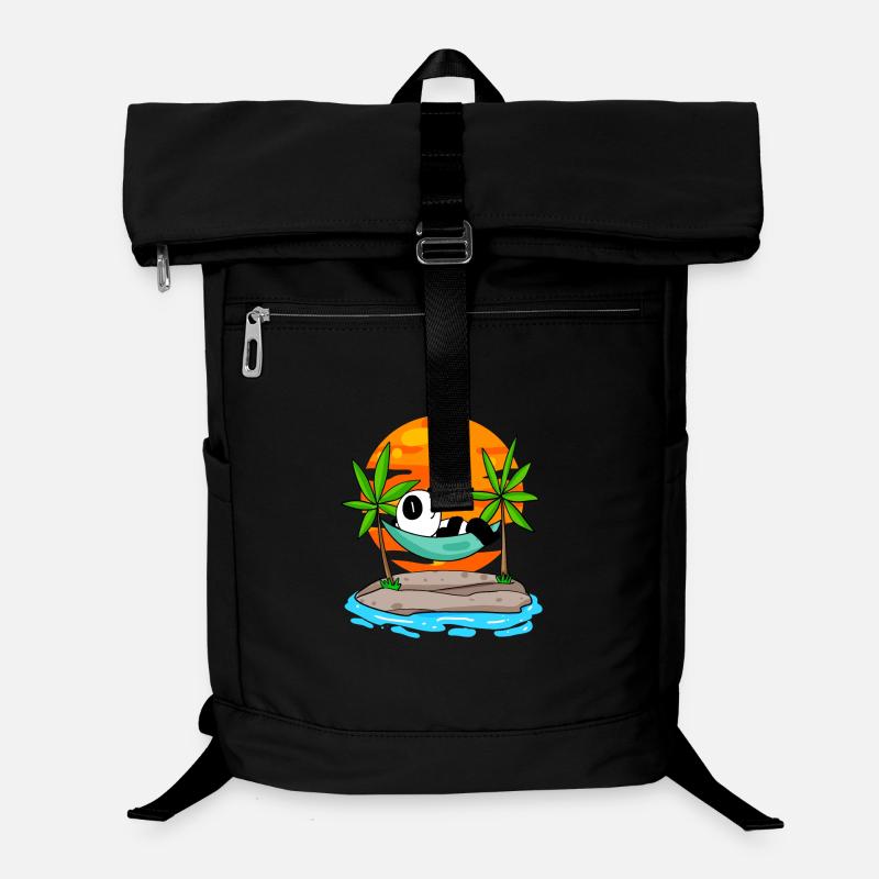 Panda sur la plage Sac à dos ordinateur