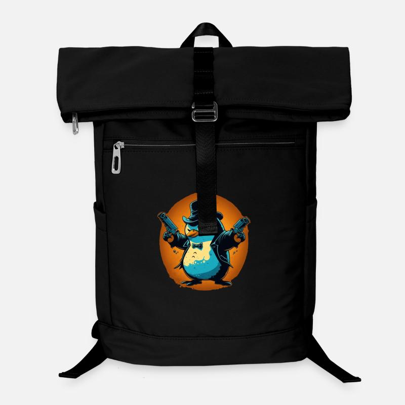 Pinguin mit Pistolen und Hut Laptop-Rucksack 