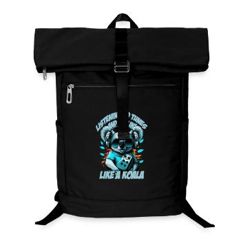 koalabär mit Schriftzug, Walkman und Sonnenbrille - Laptop-Rucksack  - Schwarz - Vorne