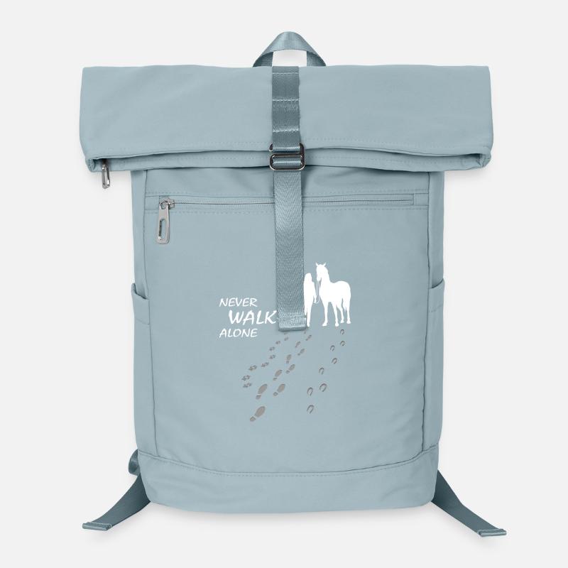 Never walk alone - Hund Pferd Reiterin, Backprint Laptop-Rucksack 