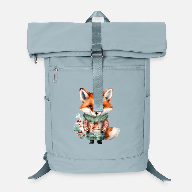 Renard d’hiver en pull Sac à dos ordinateur