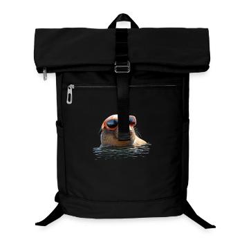 Robbe mit Sonnenbrille Seehund Walross Süße Robben - Laptop-Rucksack  - Schwarz - Vorne