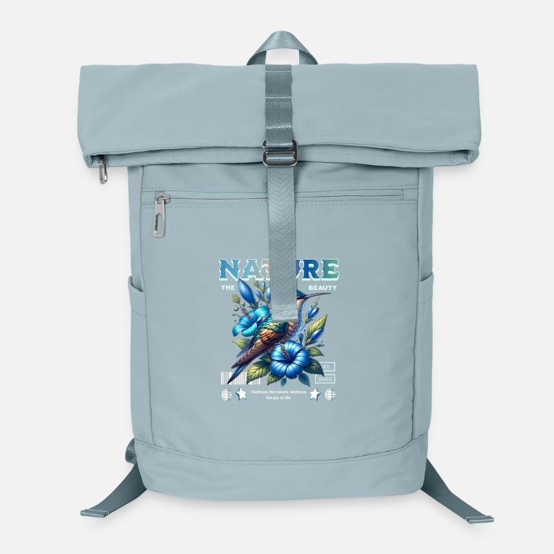 Colibri bleu avec fleurs Art de la nature Sac à dos ordinateur