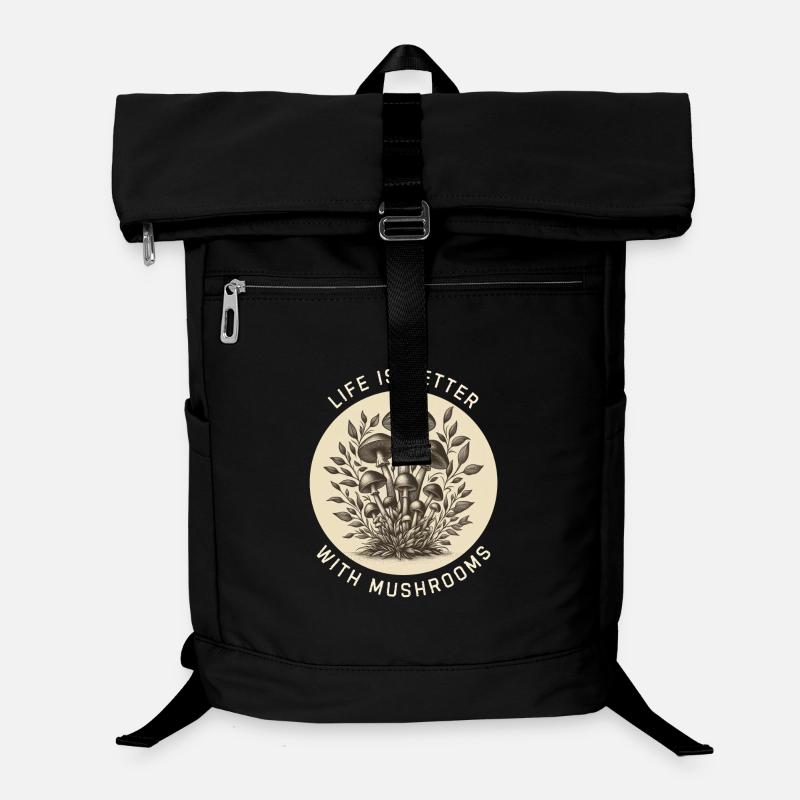 La vie est meilleure avec les champignons - Sac à dos ordinateur - noir