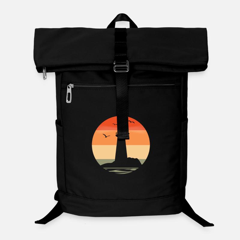 Phare au coucher du soleil Sac à dos ordinateur