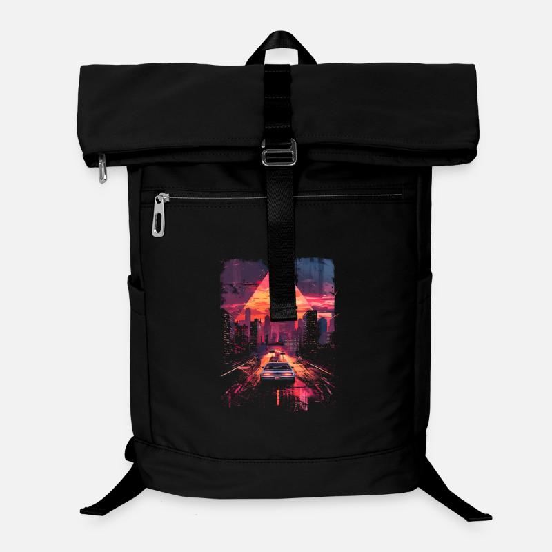 Vaporwave Retro Car City Synthwave 80s 90s Laptop Backpack