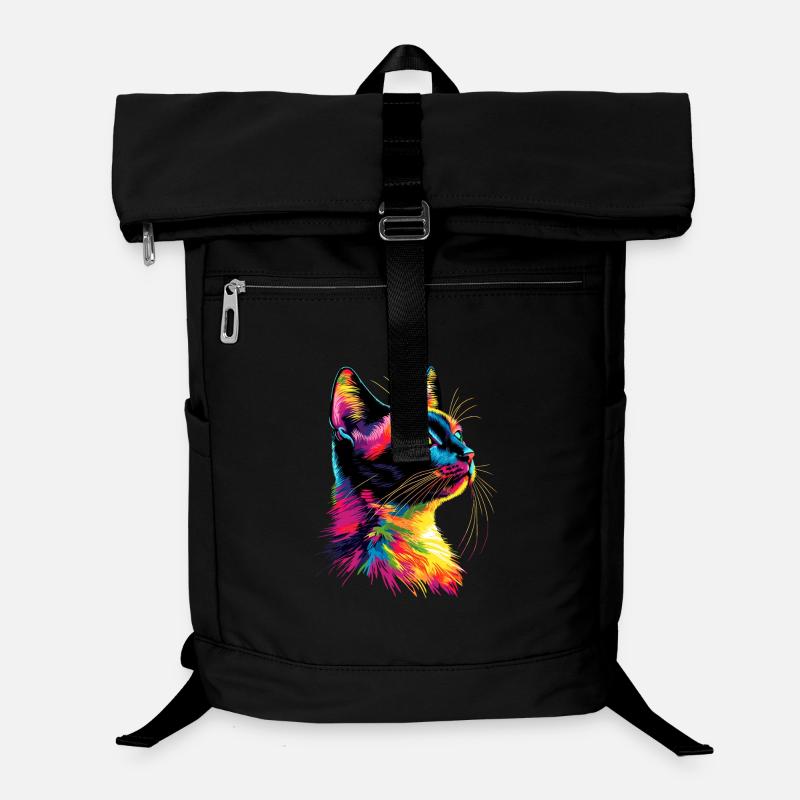 Katze Bunt Regenbogen Farben Popart Cat Mom Katzen Laptop-Rucksack 
