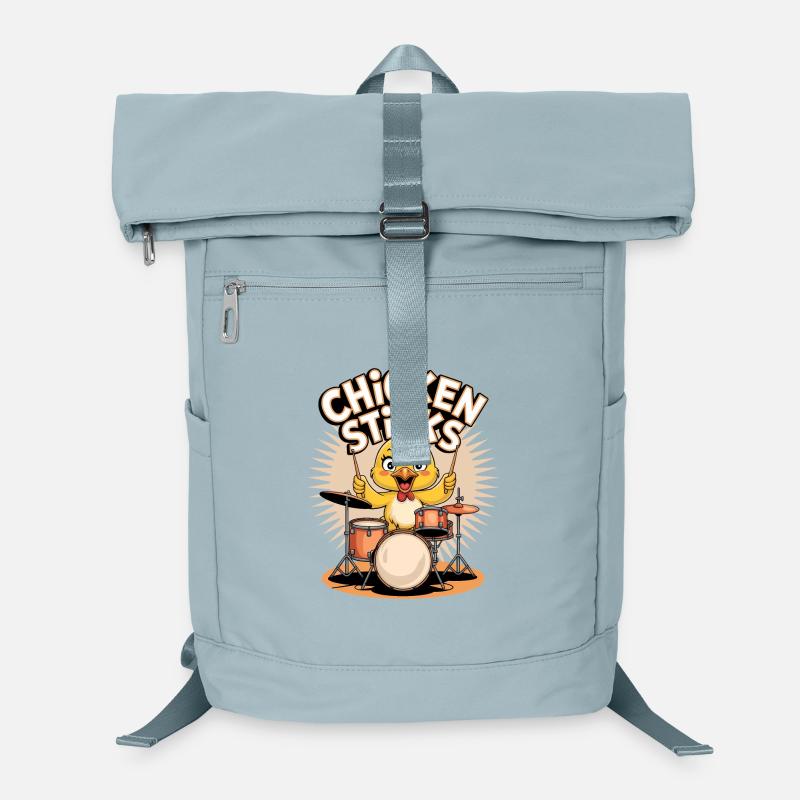 Drôle de poulet sur des tambours avec des pilons Sac à dos ordinateur