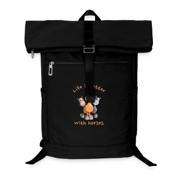 Life IS Better With Horses Pferde Cartoon - Laptop Backpack - black - Front