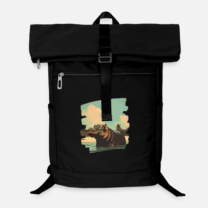 Hippopotame Rétro Sac à dos ordinateur