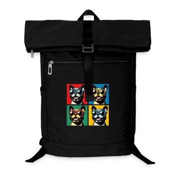 Frenchie Pop Art Bulles, Crêpe, Chonk, Grignotage - Sac à dos ordinateur - noir - Devant