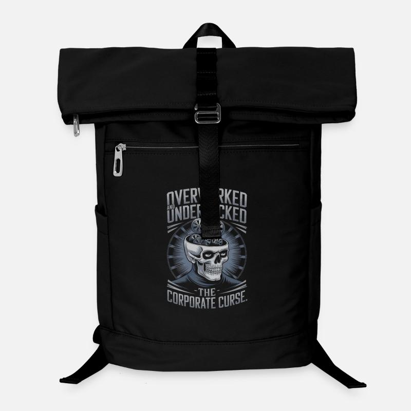 Overworked & Underpaid - Funny Corporate Skull Laptop Backpack