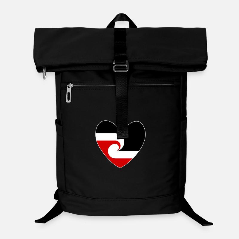 Drapeau maori en forme de cœur, Nouvelle-Zélande - Sac à dos ordinateur - noir