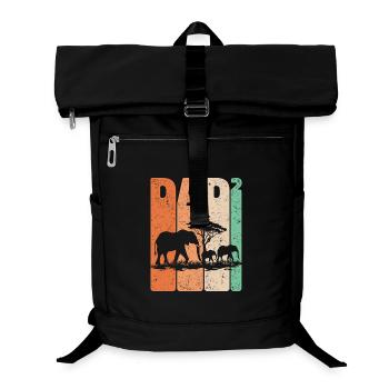 Vatertag Elefant Papa Hoch Zwei Kinder Geschenk - Laptop-Rucksack  - Schwarz - Vorne