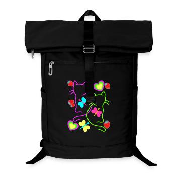 Chats rétro fraise été des années 80 chat vintage - Sac à dos ordinateur - noir - Devant