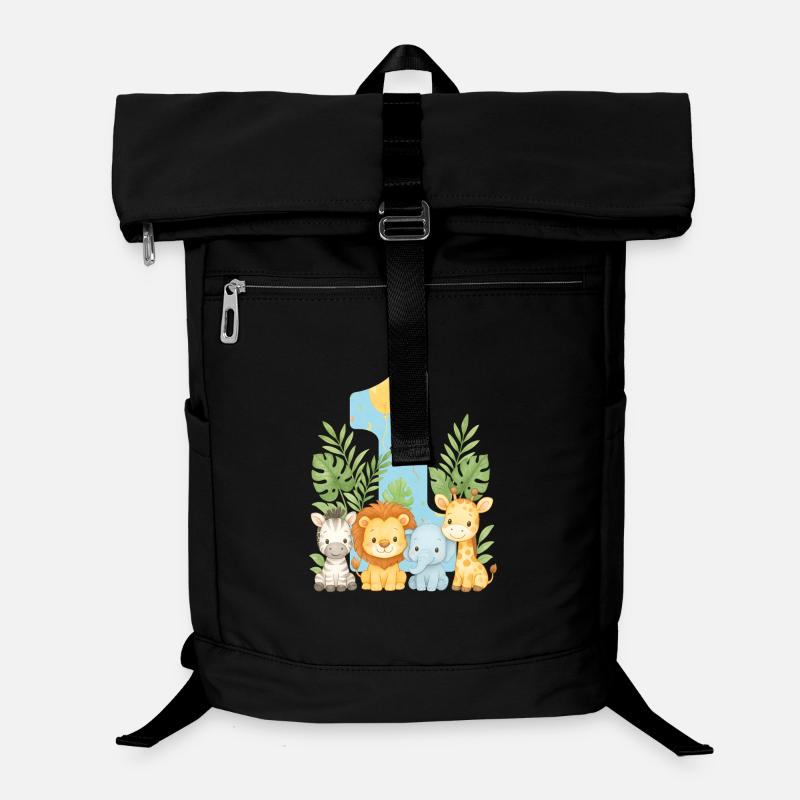 Dschungeltiere Kindergeburtstag 1 Jahr Geschenk - Laptop-Rucksack  - Schwarz