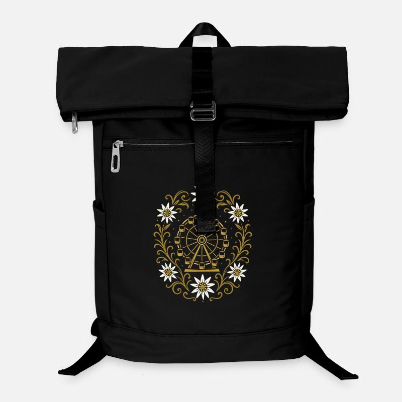 Grande roue et edelweiss - design festif nostalgique Sac à dos ordinateur