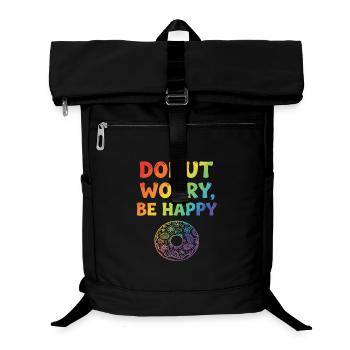 Donut Worry, Be Happy – Colorful Donut Design - Laptop Backpack - black - Front