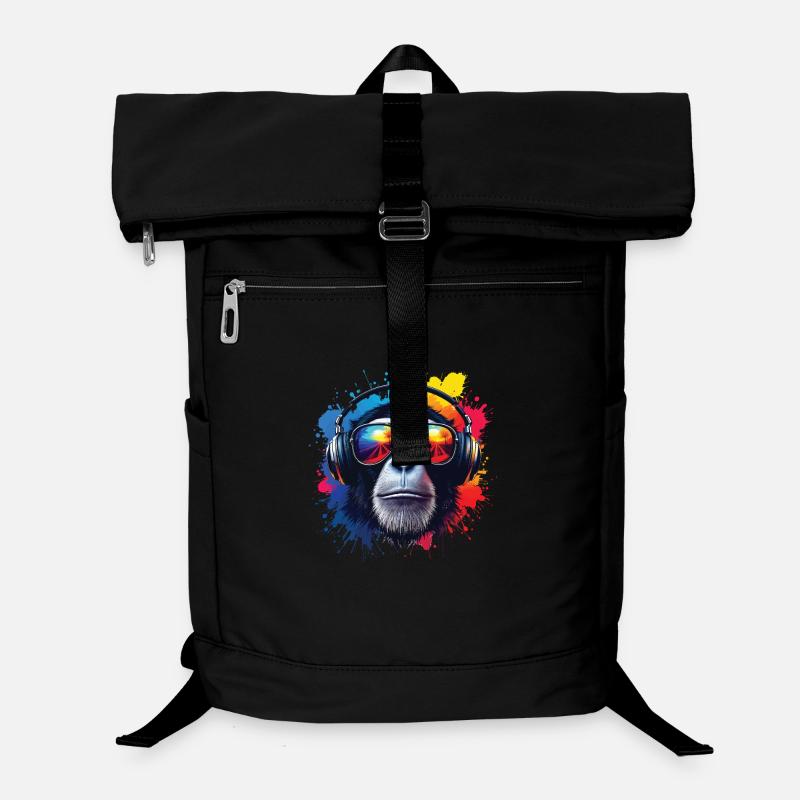 Buntes Affenkopf mit Kopfhörern Laptop-Rucksack 