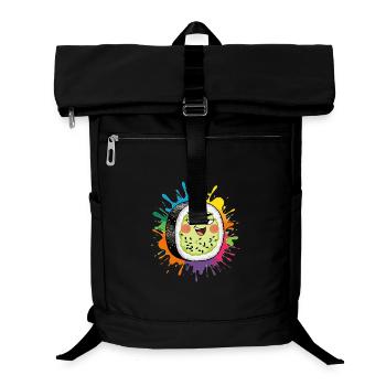 Expressive sushi cartoon - Laptop Backpack - black - Front