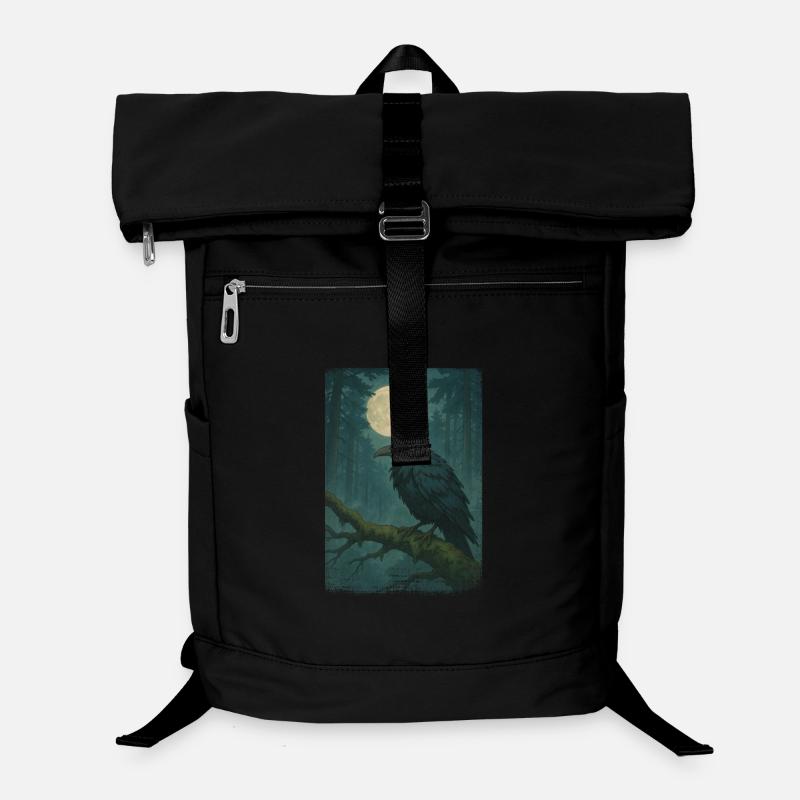 Corbeau mystique Anime Forêt au clair de lune Sac à dos ordinateur