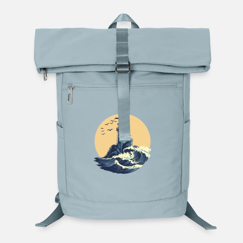 Leuchtturm auf stürmischer See Laptop-Rucksack 