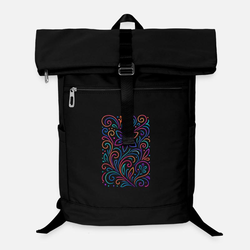 Farbige Blumenmuster im Mandala-Stil Laptop-Rucksack 