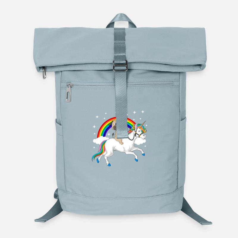 Mops Reiten Einhorn T-Shirt Laptop-Rucksack 