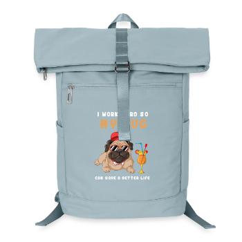 Ich arbeite hart, mein Mops - Laptop-Rucksack  - Eisblau - Vorne