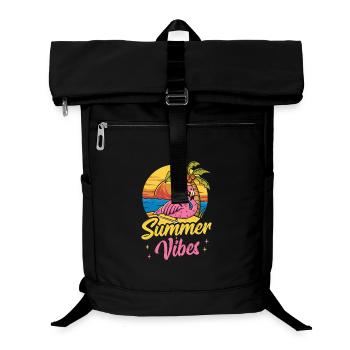 Pink Flamingo Summer Beach Palm Tree Urlaub - Laptop-Rucksack  - Schwarz - Vorne