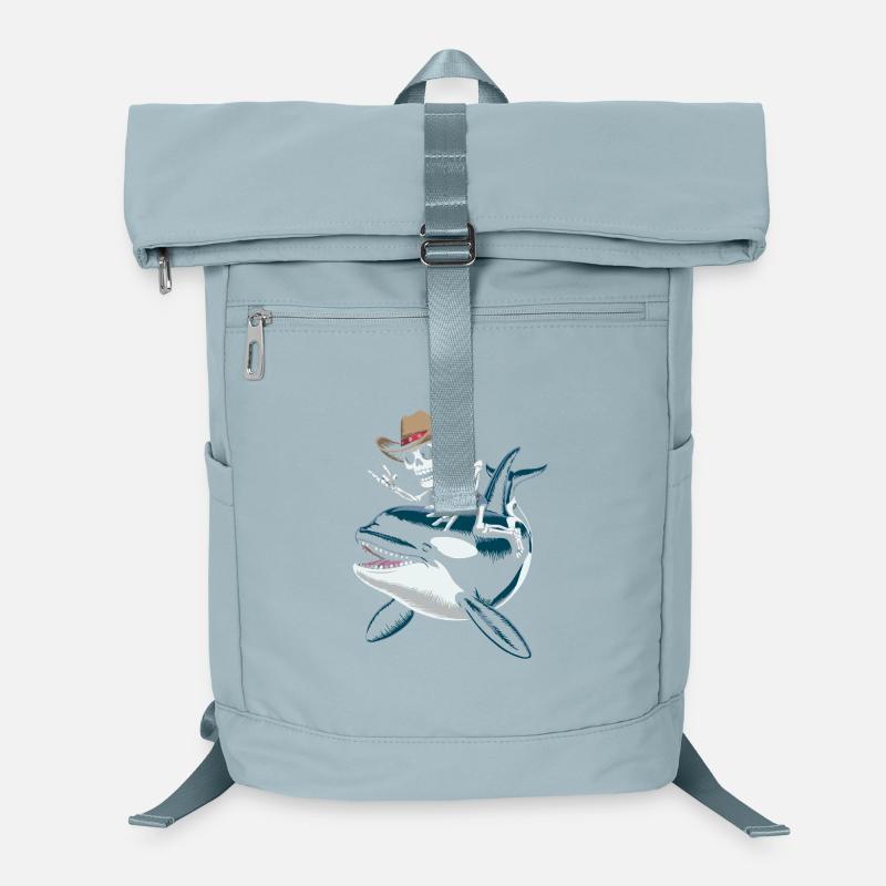 Skeleton cowboy rides orca Laptop Backpack