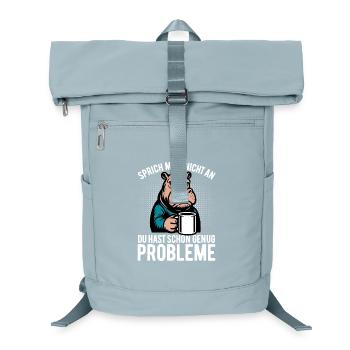 Don't talk to me - Hippo with coffee - Laptop Backpack - ice blue - Front