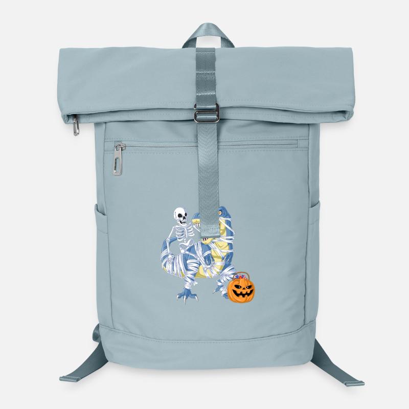 Skeleton Riding Mummy Dinosaur Halloween Tee Laptop Backpack