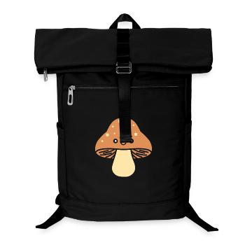 Kawaii orange mushroom smile - Laptop Backpack - black - Front