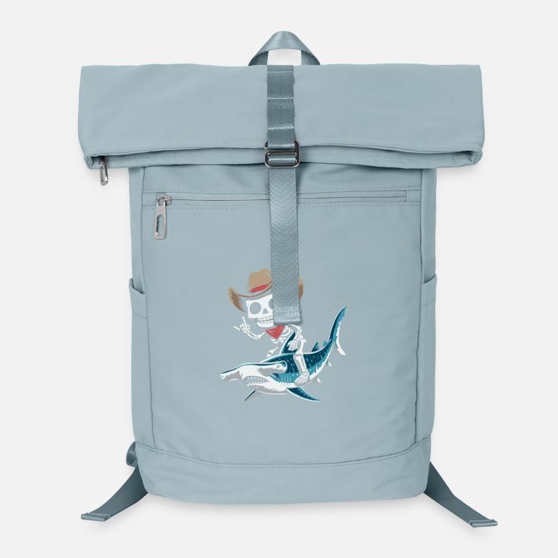 Squelette cow-boy chevauchant requin marteau Sac à dos ordinateur