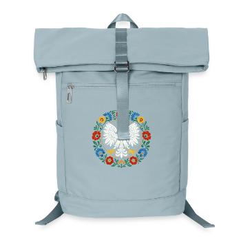 Polish Eagle Folk Emblem with Flowers - Laptop Backpack - ice blue - Front