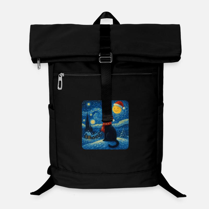 Sternennacht Katze im Weihnachtszauber Laptop-Rucksack 