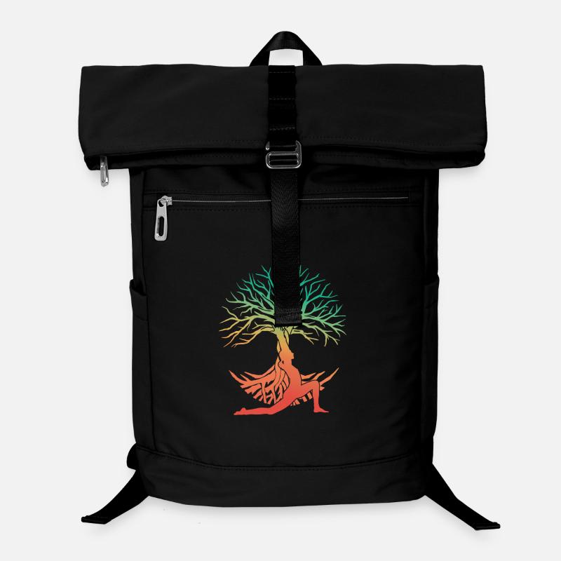 Figurine d’arbre de yoga en arc-en-ciel Sac à dos ordinateur